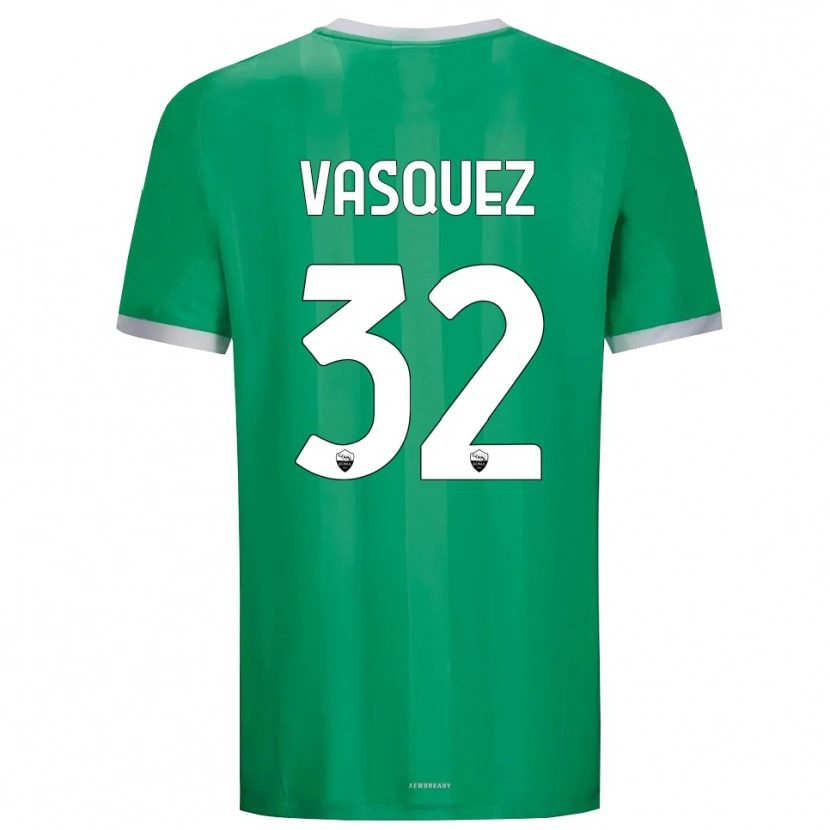 Danxen Niño Camiseta Devis Vásquez #32 Verde Blanco Portero Equipación 2025/26 La Camisa