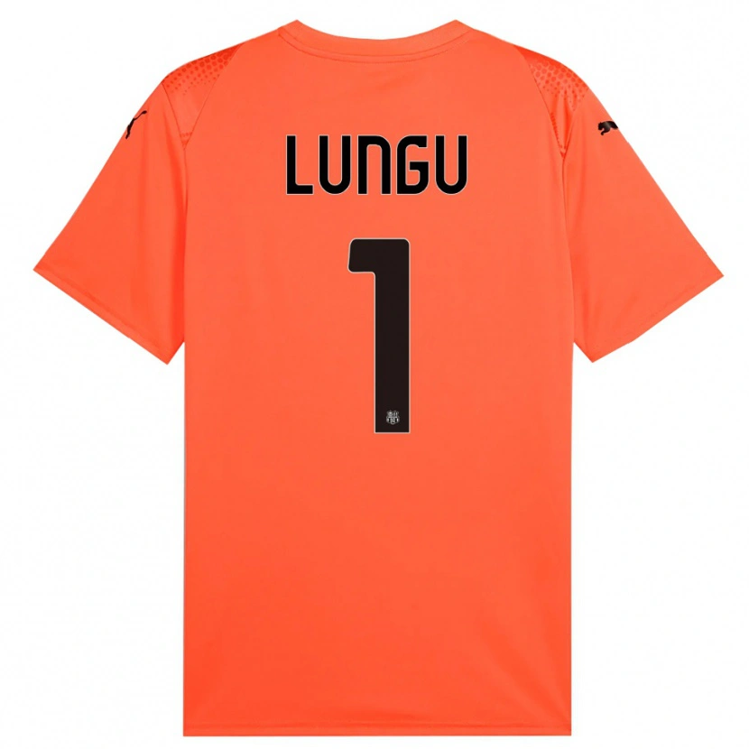 Danxen Niño Camiseta Luca Lungu #1 Naranja Negro Portero Equipación 2025/26 La Camisa