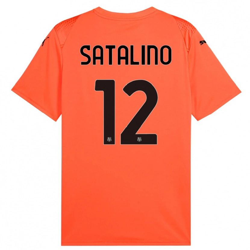 Danxen Niño Camiseta Giacomo Satalino #12 Naranja Negro Portero Equipación 2025/26 La Camisa