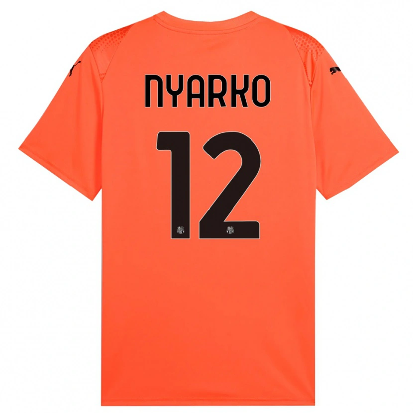 Danxen Niño Camiseta Lorenzo Nyarko #12 Naranja Negro Portero Equipación 2025/26 La Camisa