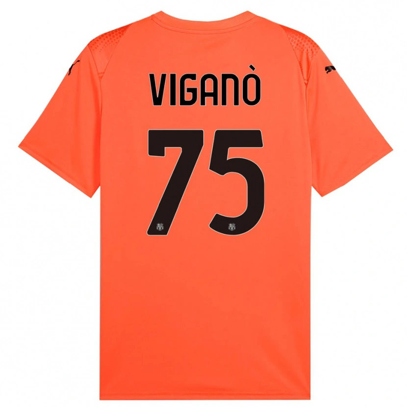 Danxen Niño Camiseta Lorenzo Viganò #75 Naranja Negro Portero Equipación 2025/26 La Camisa