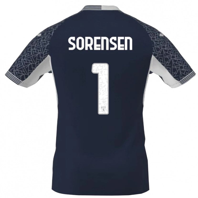 Danxen Niño Camiseta Ben Sørensen #1 Azul Negro Blanco Portero Equipación 2025/26 La Camisa