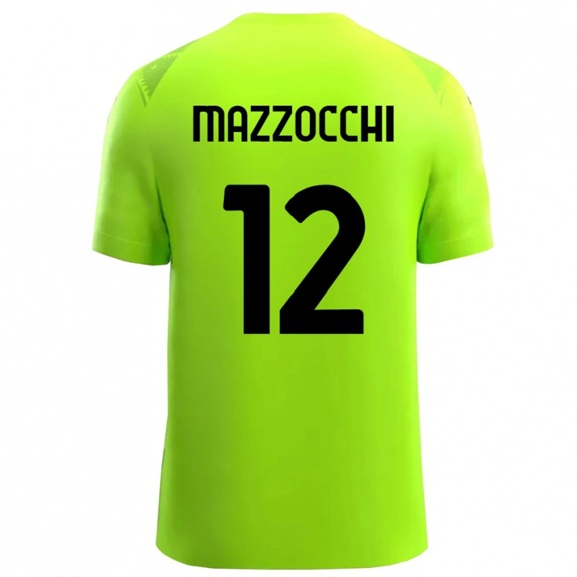 Danxen Niño Camiseta Alessandro Mazzocchi #12 Verde Césped Negro Portero Equipación 2025/26 La Camisa