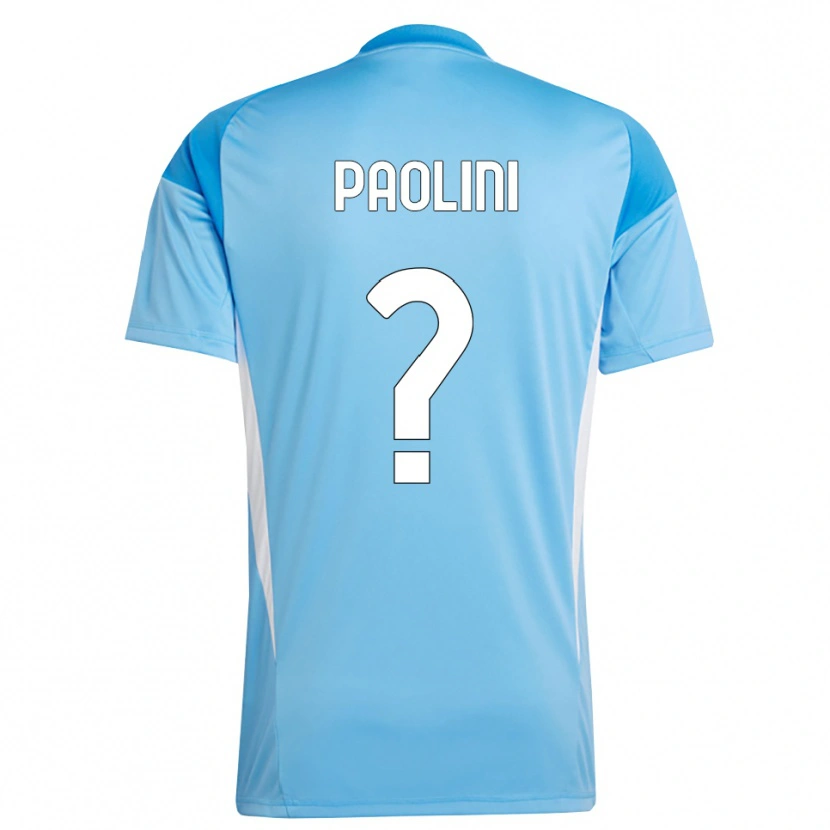 Danxen Niño Camiseta Andrea Paolini #0 Azul Cielo Blanco Portero Equipación 2025/26 La Camisa