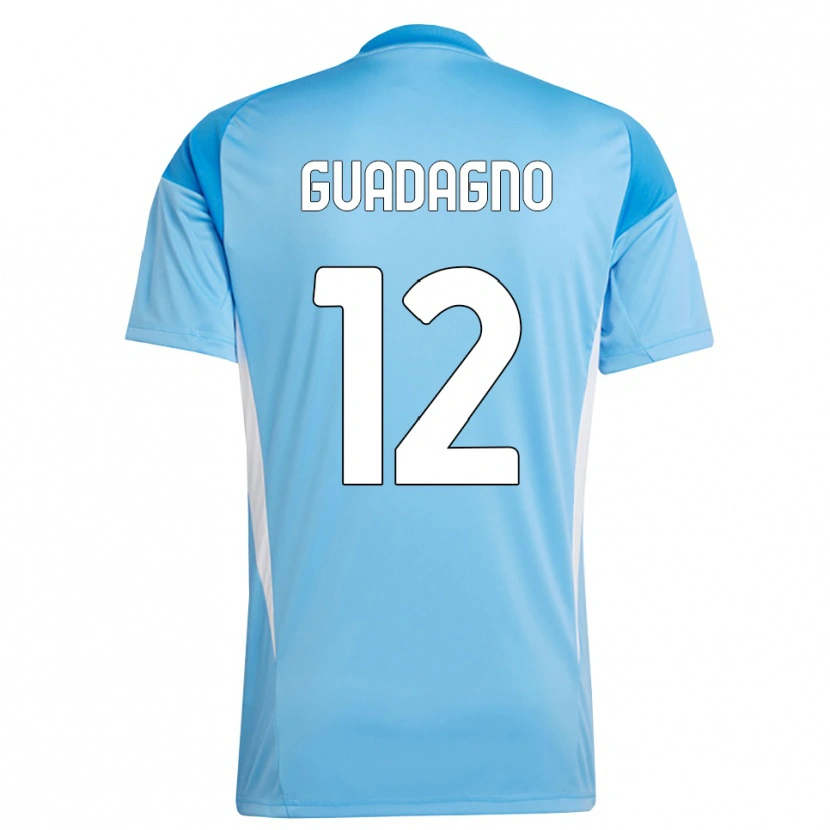 Danxen Niño Camiseta Johan Guadagno #12 Azul Cielo Blanco Portero Equipación 2025/26 La Camisa