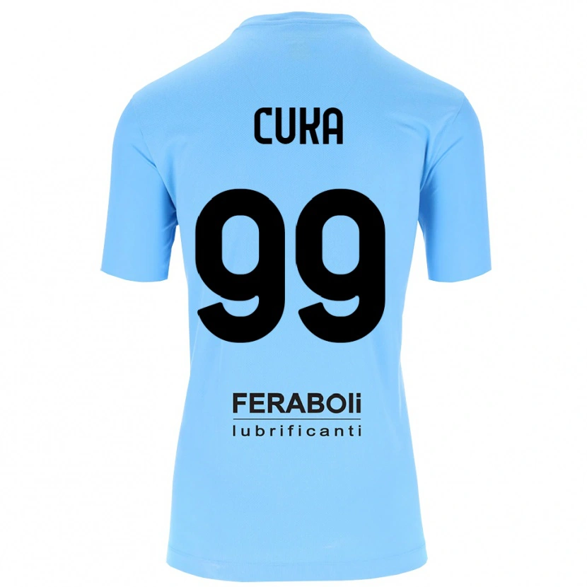 Danxen Niño Camiseta Samuel Cuka #99 Azul Cielo Negro Portero Equipación 2025/26 La Camisa