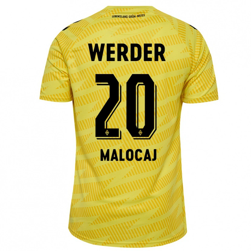 Danxen Niño Camiseta Edinjo Malocaj #20 Amarillo Negro Portero Equipación 2025/26 La Camisa
