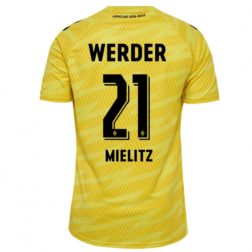 Danxen Niño Camiseta Sebastian Mielitz #21 Amarillo Negro Portero Equipación 2025/26 La Camisa