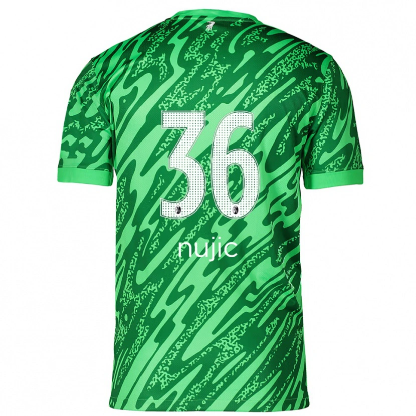 Danxen Niño Camiseta Luka Nujic #36 Verde Blanco Portero Equipación 2025/26 La Camisa
