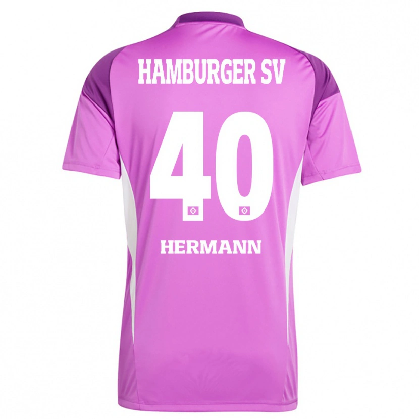 Danxen Niño Camiseta Hannes Hermann #40 Blanco Lila Púrpura Portero Equipación 2025/26 La Camisa
