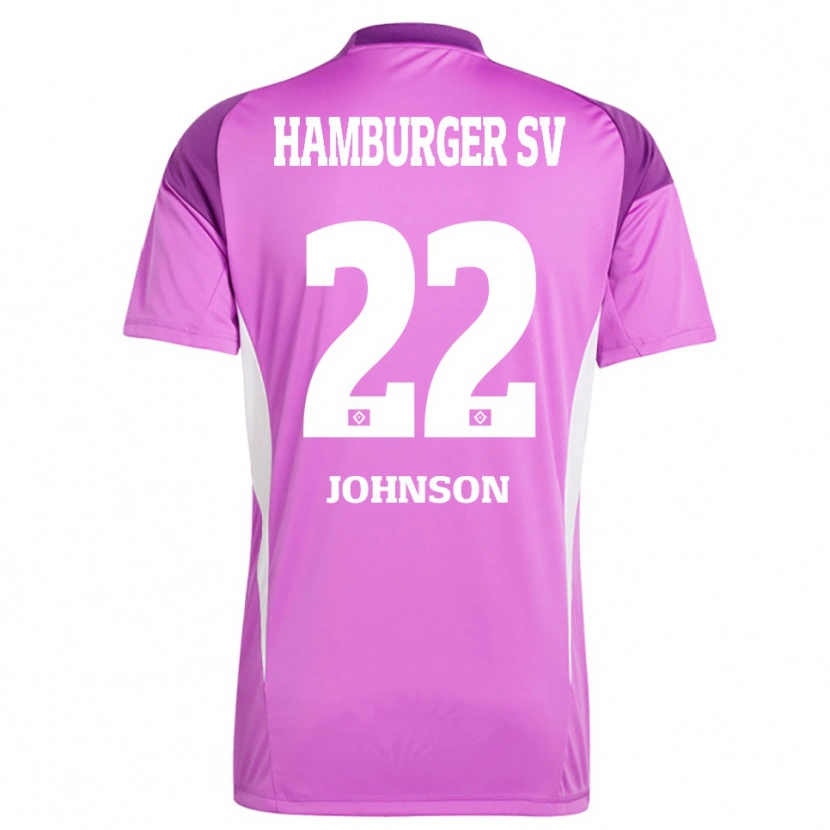 Danxen Niño Camiseta Emmanuel Johnson #22 Blanco Lila Púrpura Portero Equipación 2025/26 La Camisa