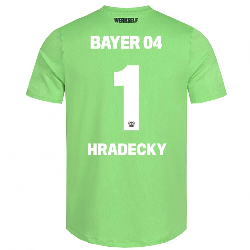 Danxen Niño Camiseta Lukas Hradecky #1 Verde Claro Blanco Portero Equipación 2025/26 La Camisa