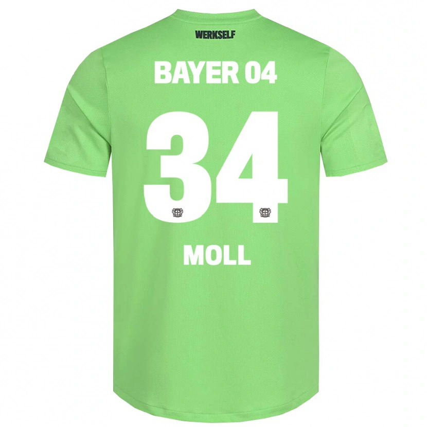Danxen Niño Camiseta Anne Moll #34 Verde Claro Blanco Portero Equipación 2025/26 La Camisa