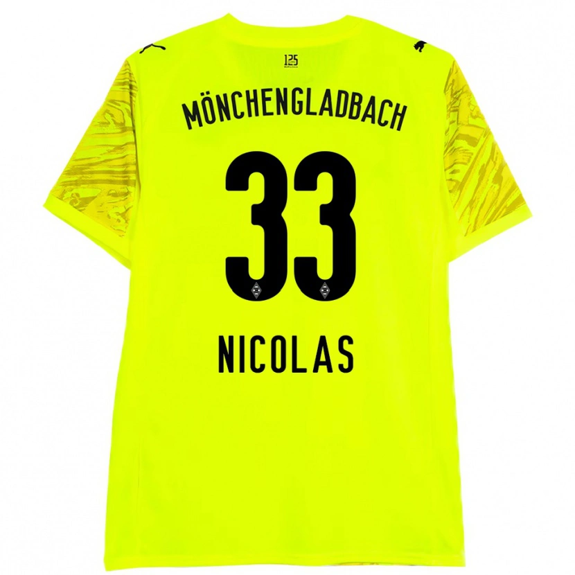Danxen Niño Camiseta Moritz Nicolas #33 Amarillo Negro Portero Equipación 2025/26 La Camisa