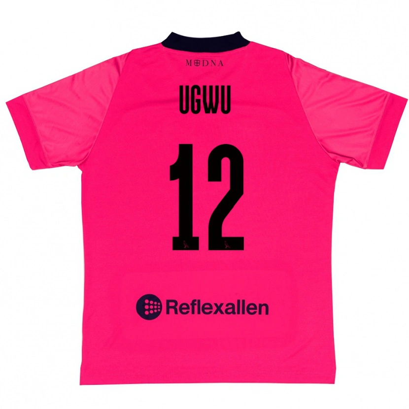 Danxen Niño Camiseta Ferdinand Ugwu #12 Rosa Intenso Negro Portero Equipación 2025/26 La Camisa
