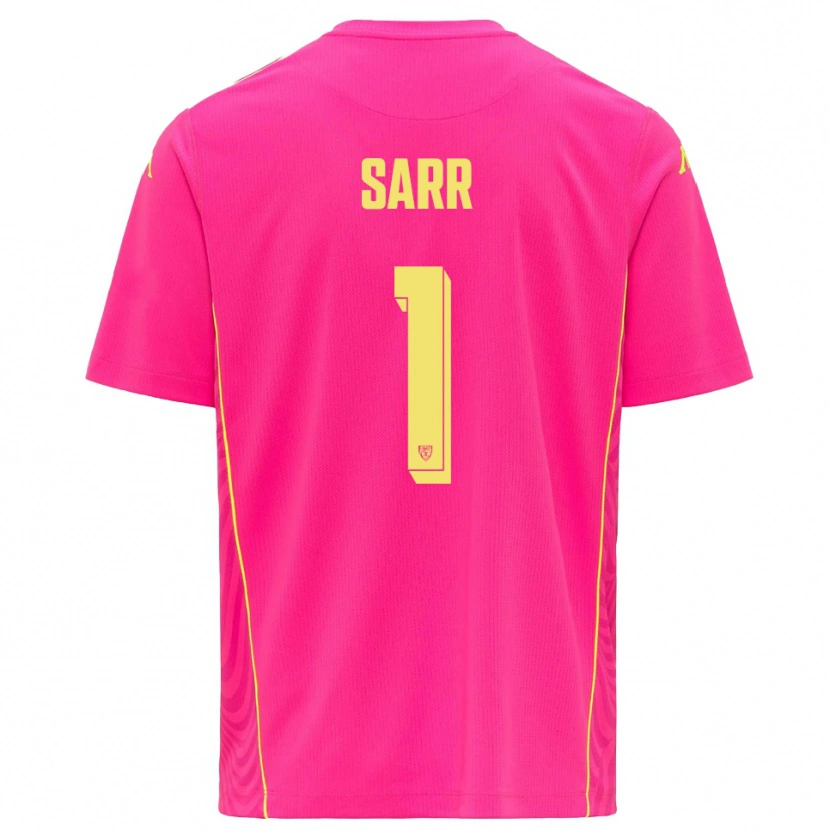 Danxen Niño Camiseta Mouhamadou Sarr #1 Rosa Oscuro Amarillo Portero Equipación 2025/26 La Camisa