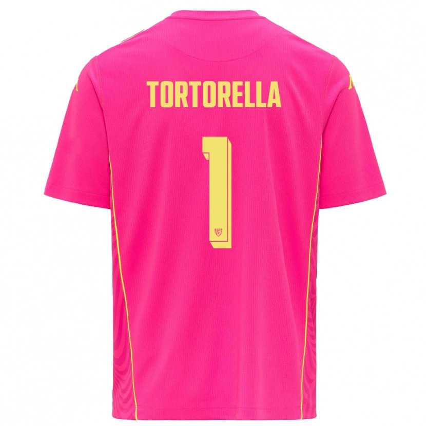 Danxen Niño Camiseta Diego Tortorella #1 Rosa Oscuro Amarillo Portero Equipación 2025/26 La Camisa