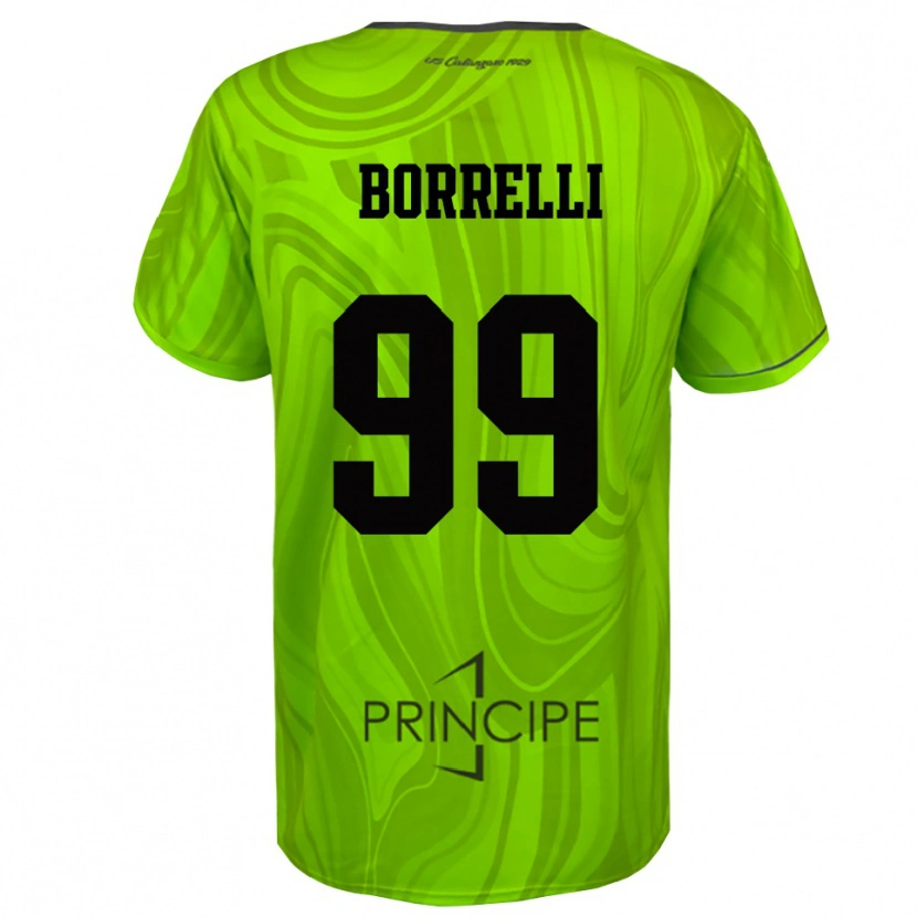Danxen Niño Camiseta Edoardo Borrelli #99 Verde Amarillo Negro Portero Equipación 2025/26 La Camisa