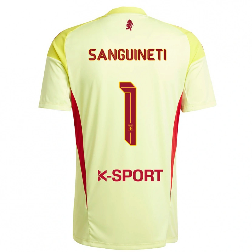 Danxen Niño Camiseta Michele Sanguineti #1 Amarillo Claro Rojo Portero Equipación 2025/26 La Camisa