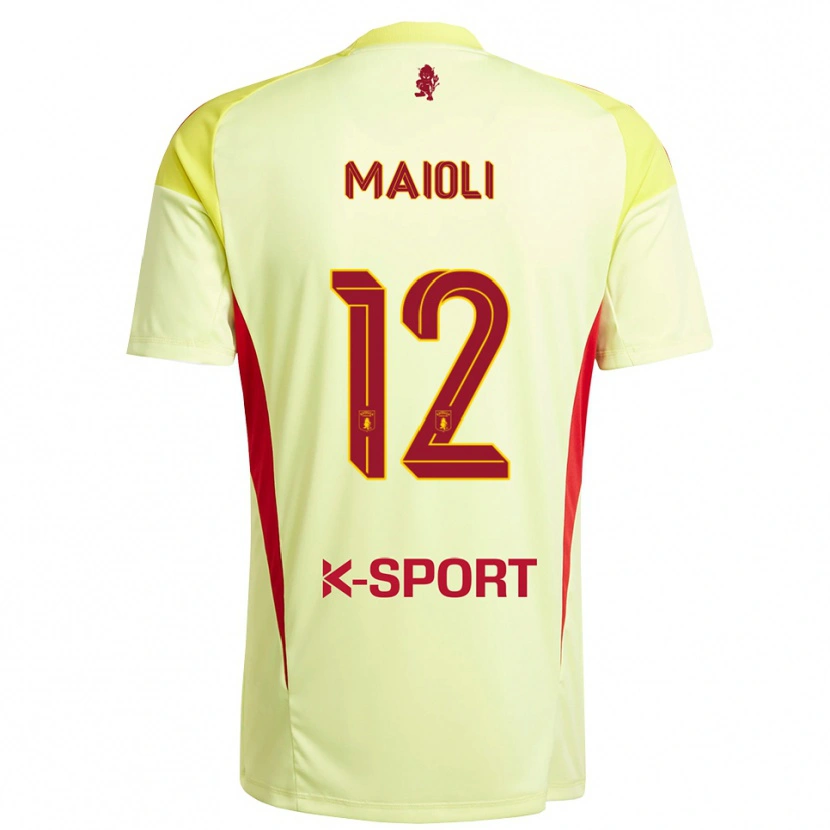 Danxen Niño Camiseta Francesco Maioli #12 Amarillo Claro Rojo Portero Equipación 2025/26 La Camisa