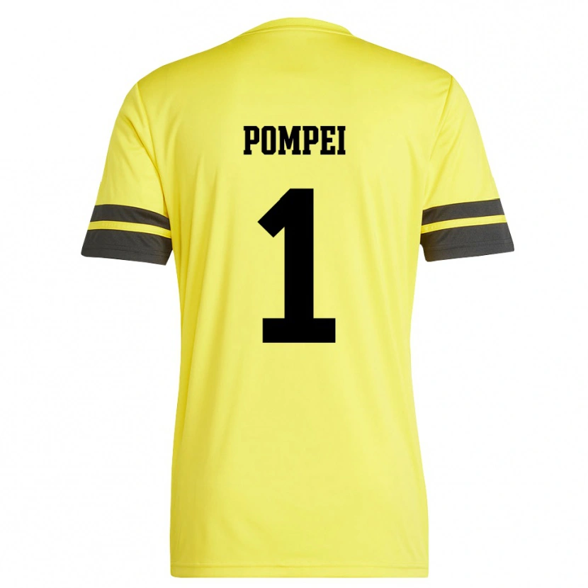Danxen Niño Camiseta Thomas Pompei #1 Amarillo Negro Portero Equipación 2025/26 La Camisa