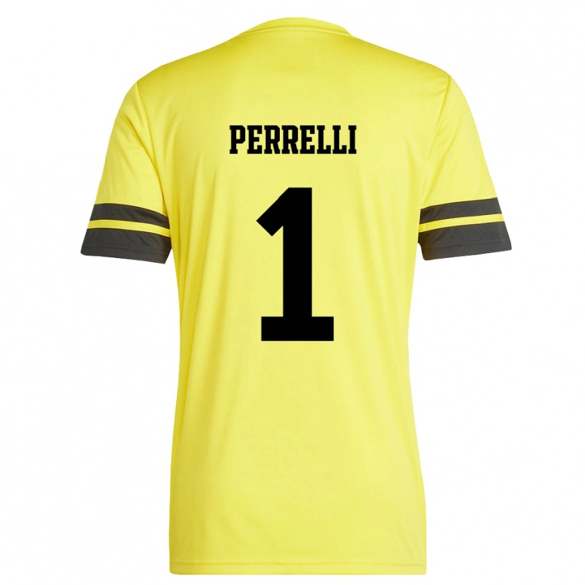Danxen Niño Camiseta Samuele Perrelli #1 Amarillo Negro Portero Equipación 2025/26 La Camisa
