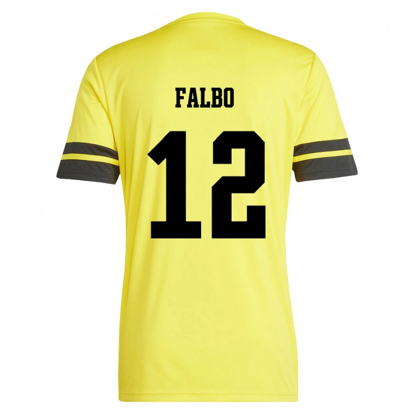 Danxen Niño Camiseta Francesco Falbo #12 Amarillo Negro Portero Equipación 2025/26 La Camisa