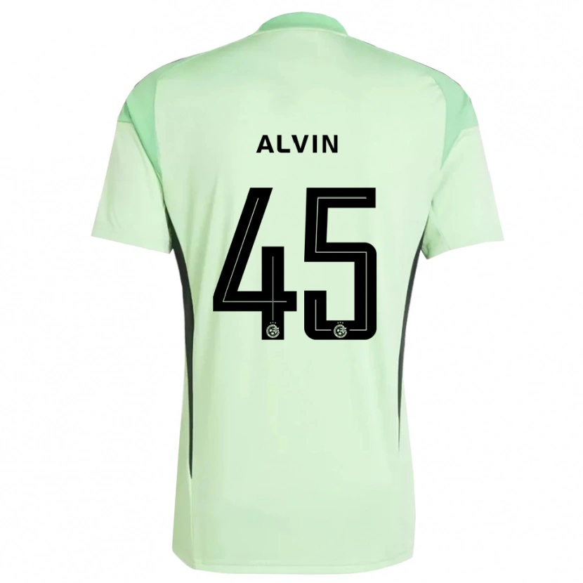 Danxen Niño Camiseta Glenn Alvin #45 Verde Claro Negro Portero Equipación 2025/26 La Camisa