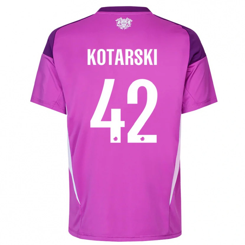 Danxen Niño Camiseta Dominik Kotarski #42 Lila Morado Blanco Portero Equipación 2025/26 La Camisa