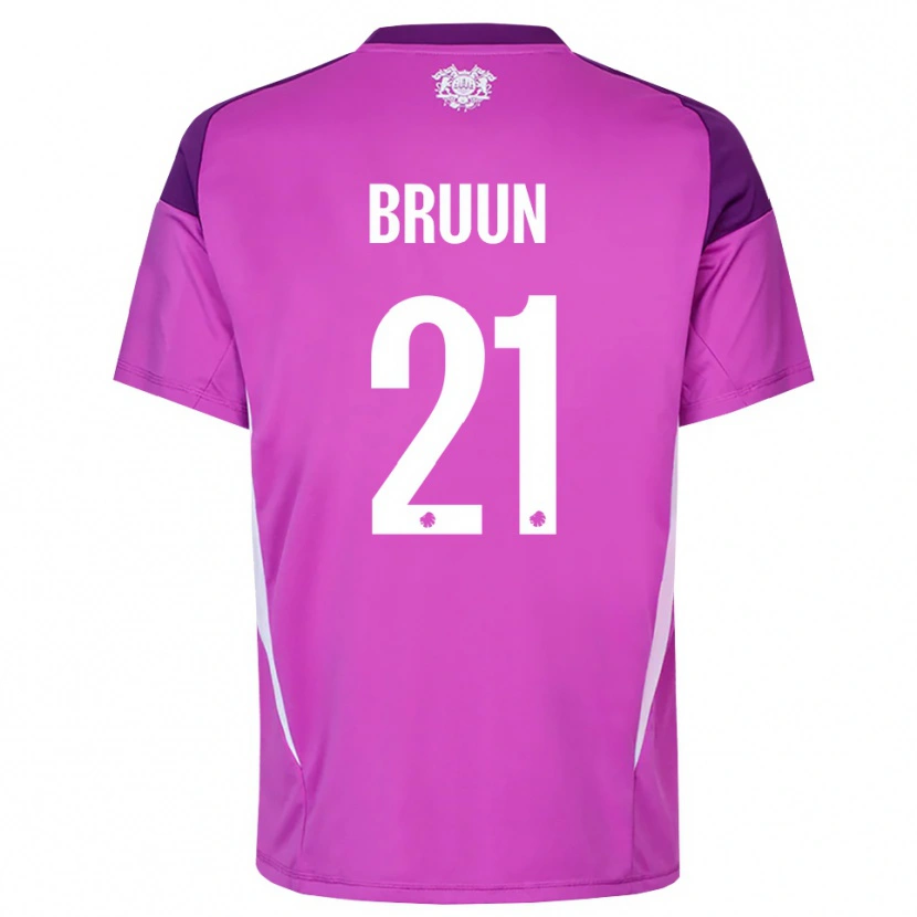 Danxen Niño Camiseta Alfred Bruun #21 Lila Morado Blanco Portero Equipación 2025/26 La Camisa