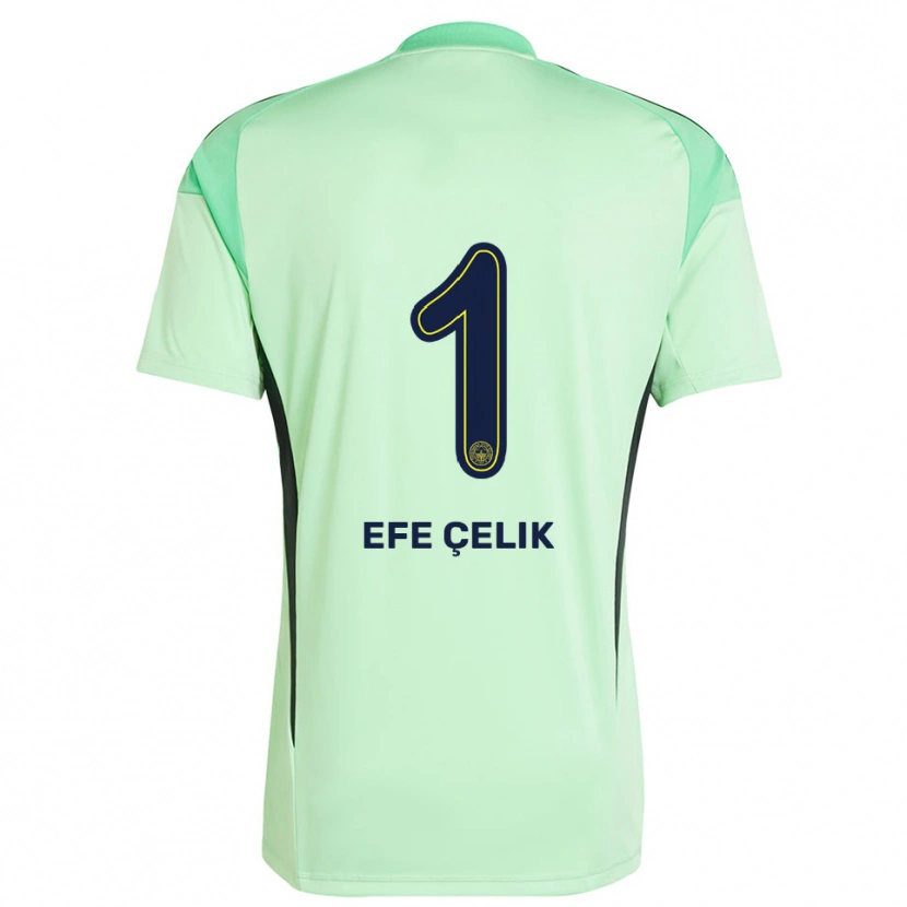 Danxen Niño Camiseta Mehmet Efe Çelik #1 Verde Claro Negro Portero Equipación 2025/26 La Camisa