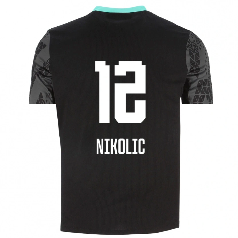 Danxen Niño Camiseta Uros Nikolic #12 Gris Tenue Negro Portero Equipación 2025/26 La Camisa