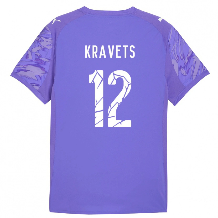 Danxen Niño Camiseta Vladyslav Kravets #12 Lila Morado Portero Equipación 2025/26 La Camisa