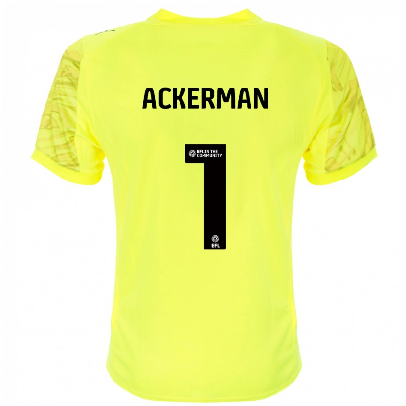 Danxen Niño Camiseta Emily Ackerman #1 Negro Amarillo Portero Equipación 2025/26 La Camisa