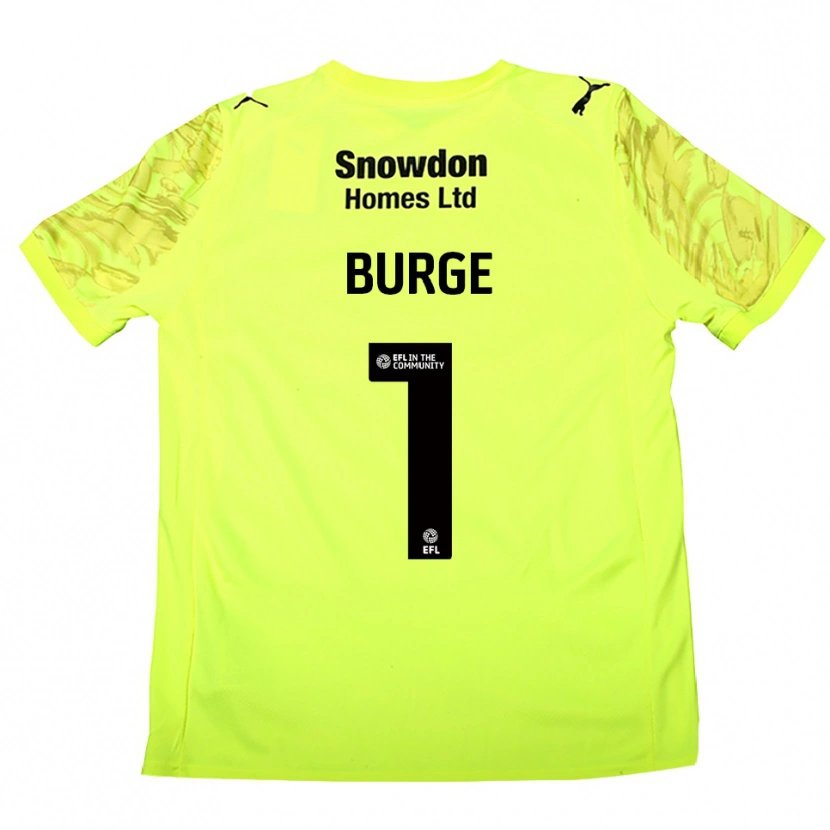 Danxen Niño Camiseta Lee Burge #1 Verde Fluorescente Portero Equipación 2025/26 La Camisa