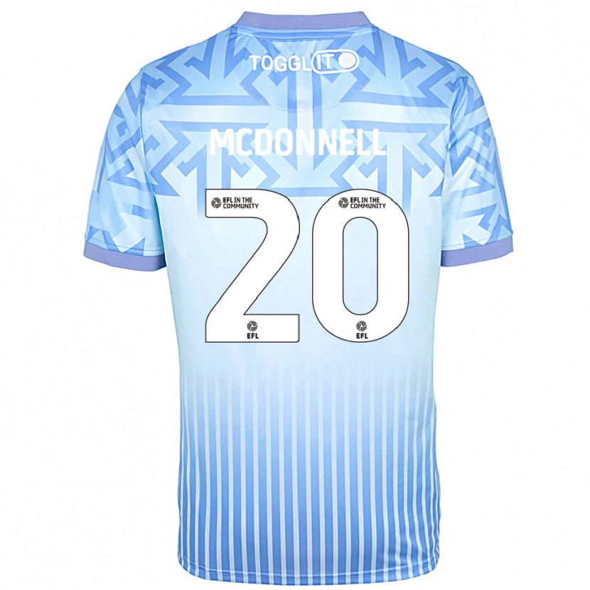 Danxen Niño Camiseta Joe McDonnell #20 Blanco Azul Claro Portero Equipación 2025/26 La Camisa