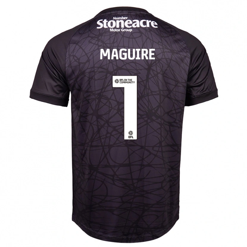 Danxen Niño Camiseta Imogen Maguire #1 Negro Blanco Portero Equipación 2025/26 La Camisa