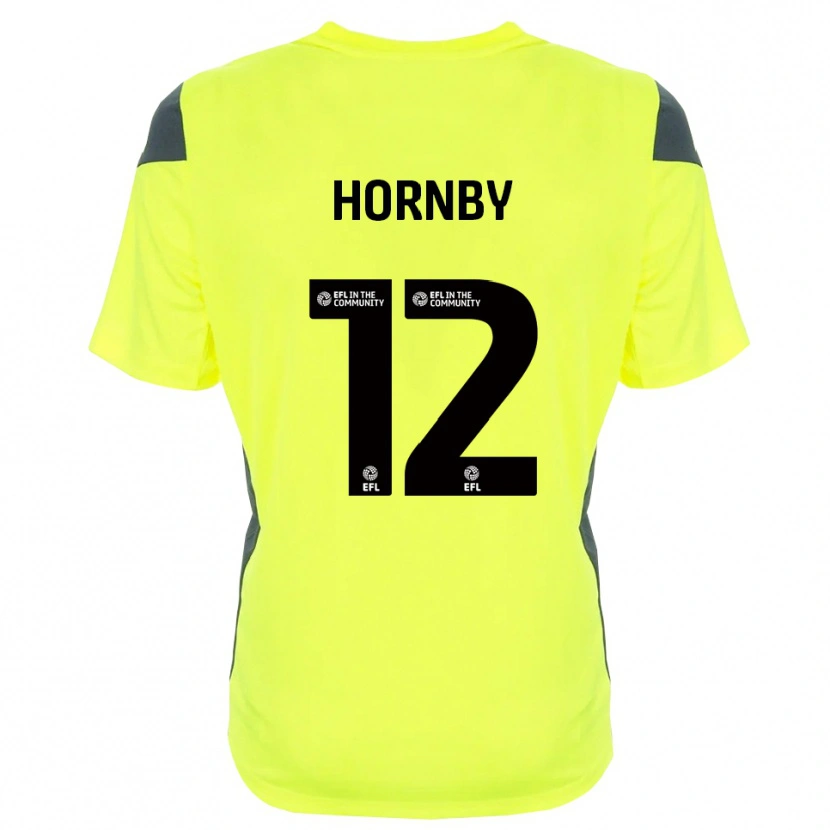 Danxen Niño Camiseta Sam Hornby #12 Negro Verde Fluorescente Portero Equipación 2025/26 La Camisa