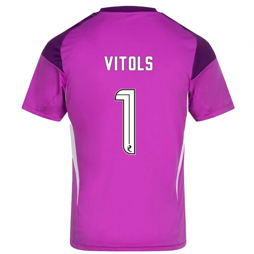 Danxen Niño Camiseta Rodrigo Vitols #1 Magenta Morado Portero Equipación 2025/26 La Camisa