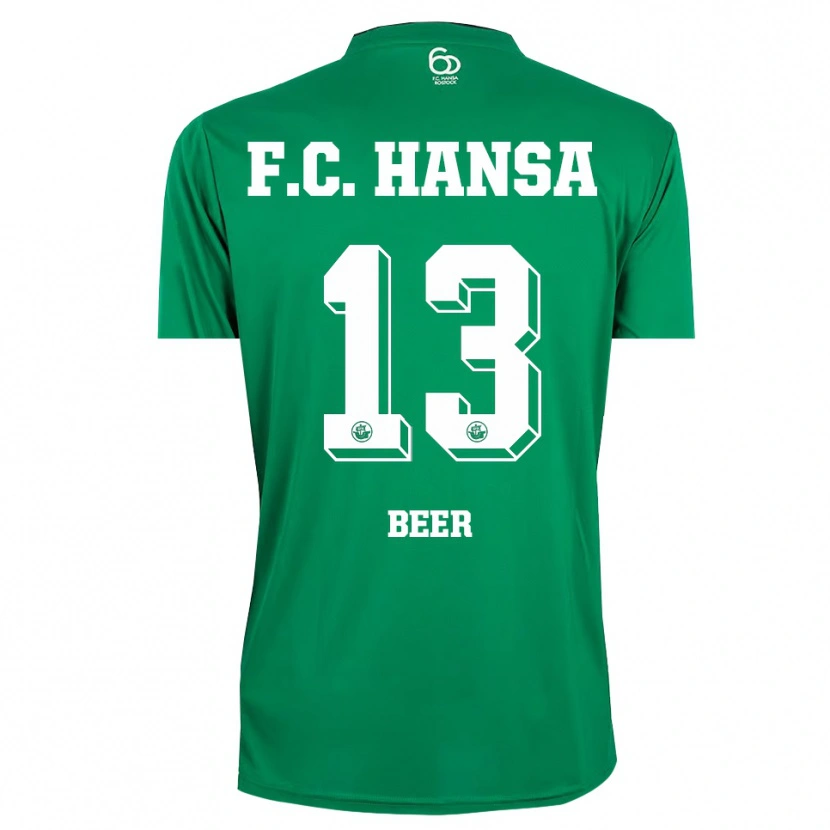 Danxen Niño Camiseta Darian Beer #13 Verde Oscuro Blanco Portero Equipación 2025/26 La Camisa