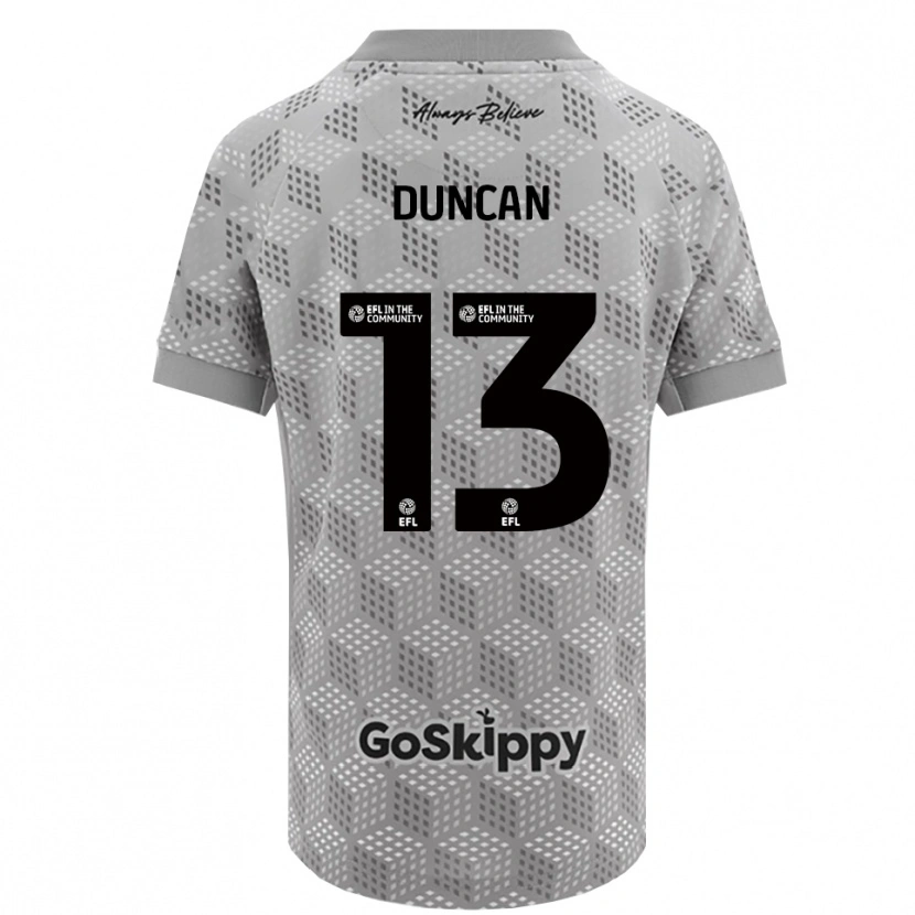 Danxen Niño Camiseta Joe Duncan #13 Gris Negro Portero Equipación 2025/26 La Camisa