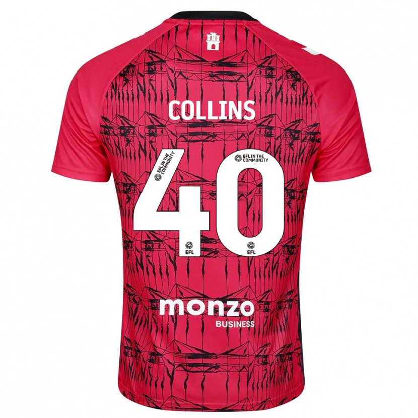 Danxen Niño Camiseta Brad Collins #40 Rojo Blanco Portero Equipación 2025/26 La Camisa