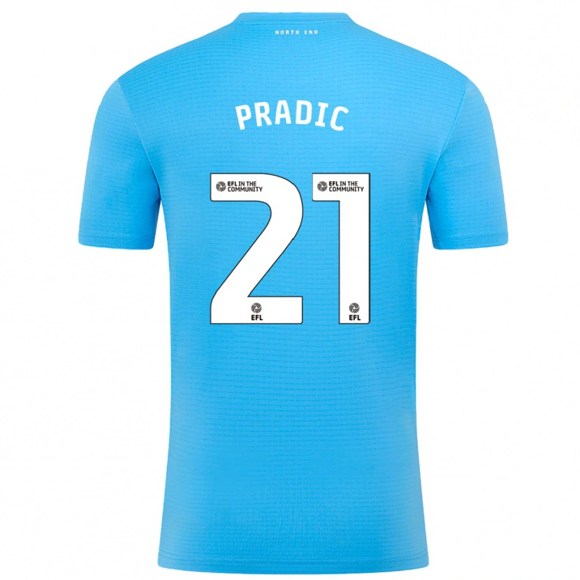 Danxen Niño Camiseta James Pradic #21 Blanco Azul Portero Equipación 2025/26 La Camisa