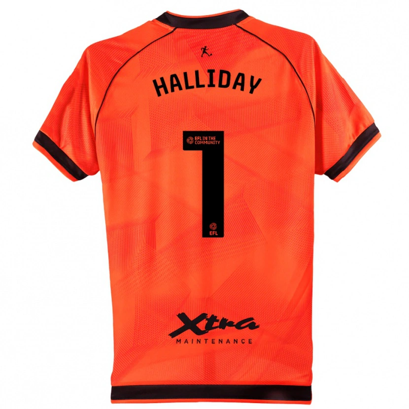 Danxen Niño Camiseta Joel Halliday #1 Negro Naranja Portero Equipación 2025/26 La Camisa