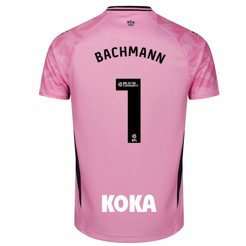Danxen Niño Camiseta Daniel Bachmann #1 Negro Rosa Claro Portero Equipación 2025/26 La Camisa