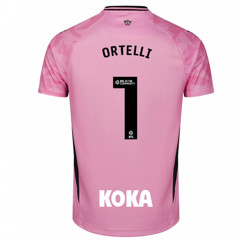 Danxen Niño Camiseta Gabriel Ortelli #1 Negro Rosa Claro Portero Equipación 2025/26 La Camisa