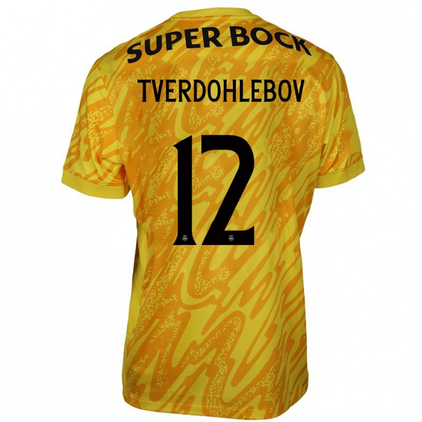 Danxen Niño Camiseta Alex Tverdohlebov #12 Amarillo Naranja Portero Equipación 2025/26 La Camisa