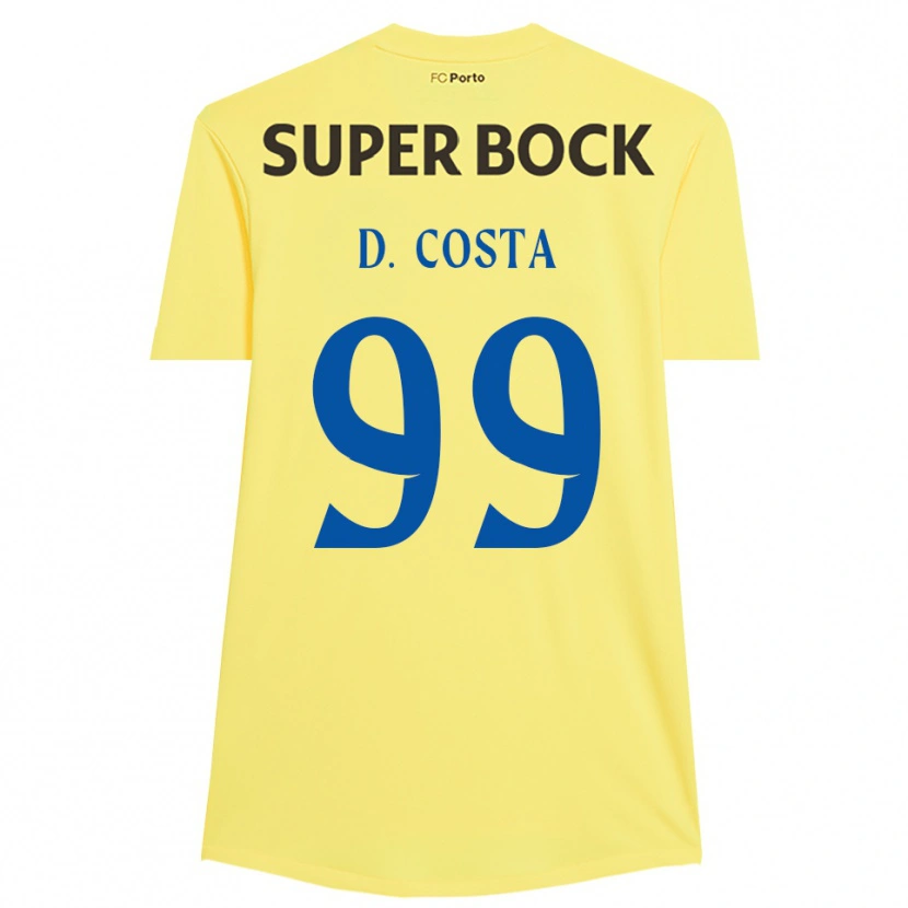 Danxen Niño Camiseta Diogo Costa #99 Amarillo Claro Negro Portero Equipación 2025/26 La Camisa