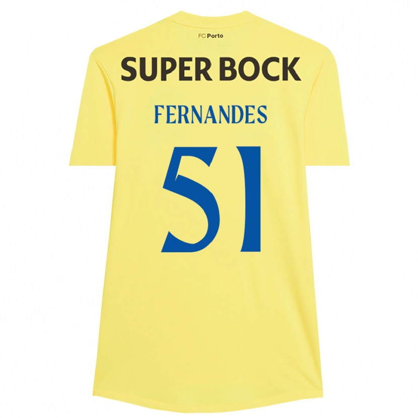 Danxen Niño Camiseta Diogo Fernandes #51 Amarillo Claro Negro Portero Equipación 2025/26 La Camisa