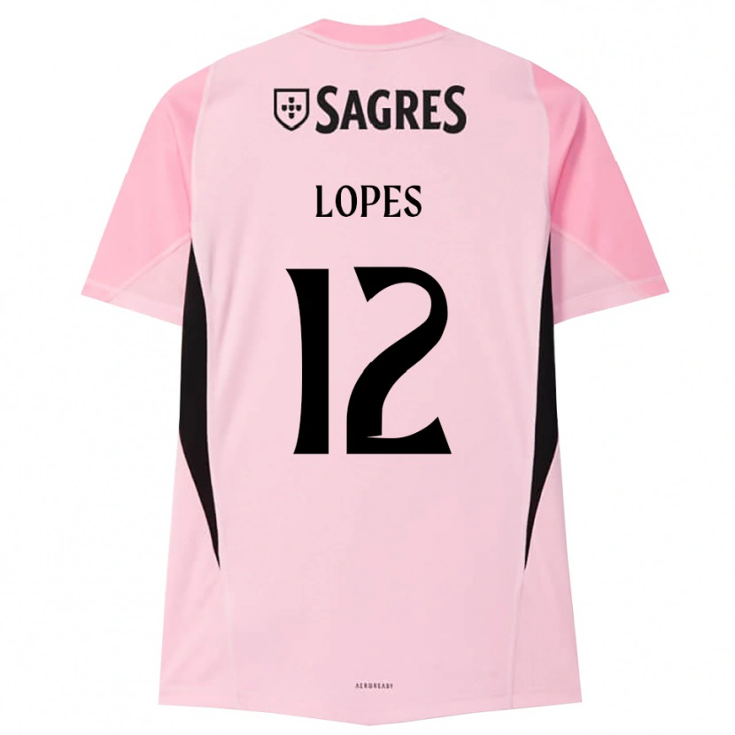 Danxen Niño Camiseta Leonardo Lopes #12 Rosa Negro Portero Equipación 2025/26 La Camisa